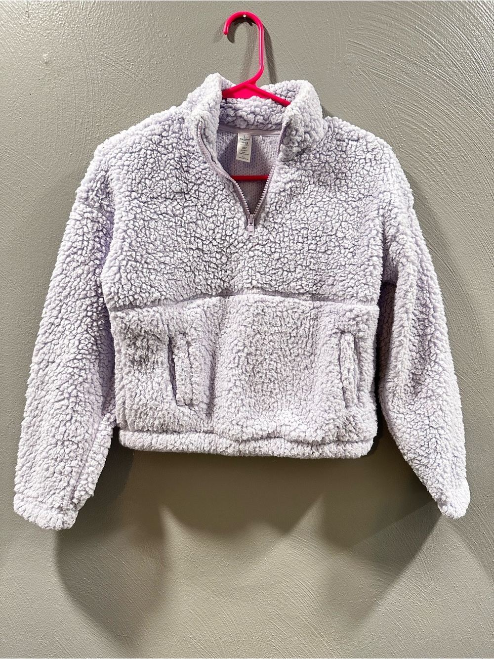 90 Degree By Reflex Girls Lavender Sherpa Half-Zip Pullover